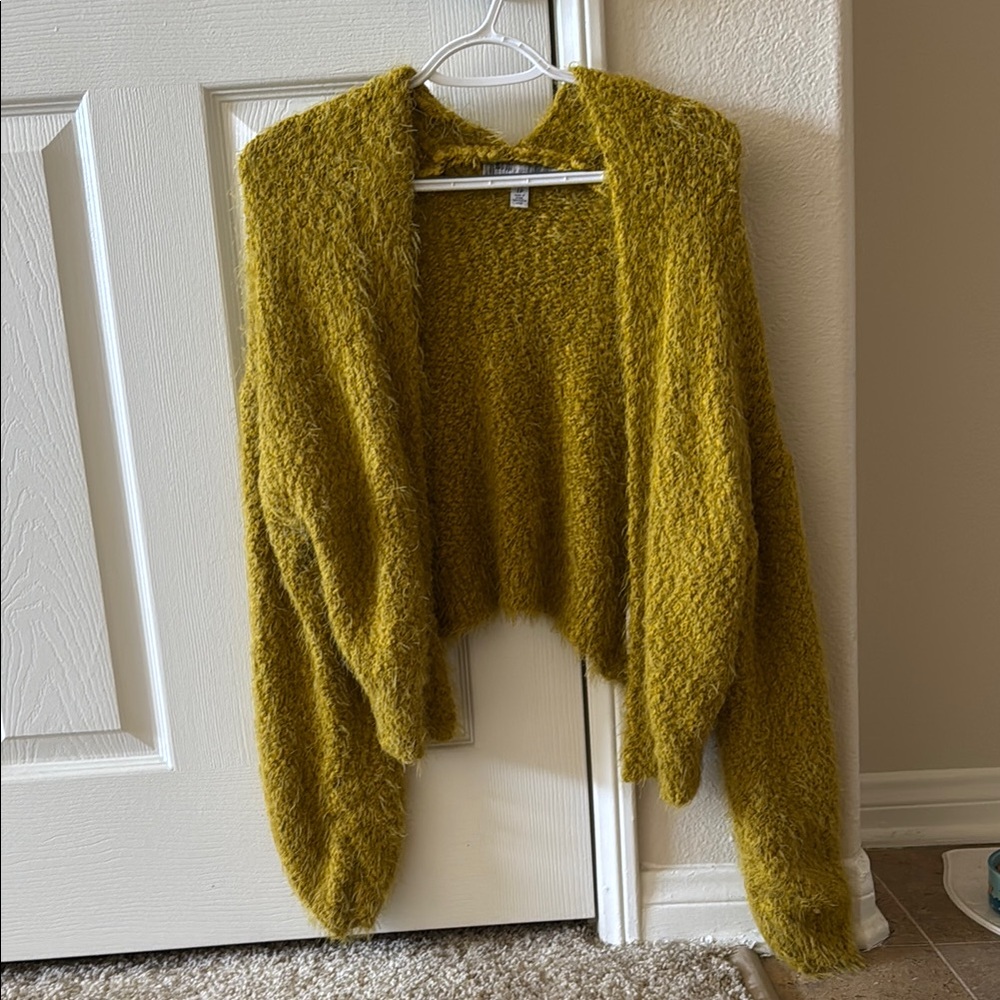 Mustard Yellow Fuzzy Cardigan